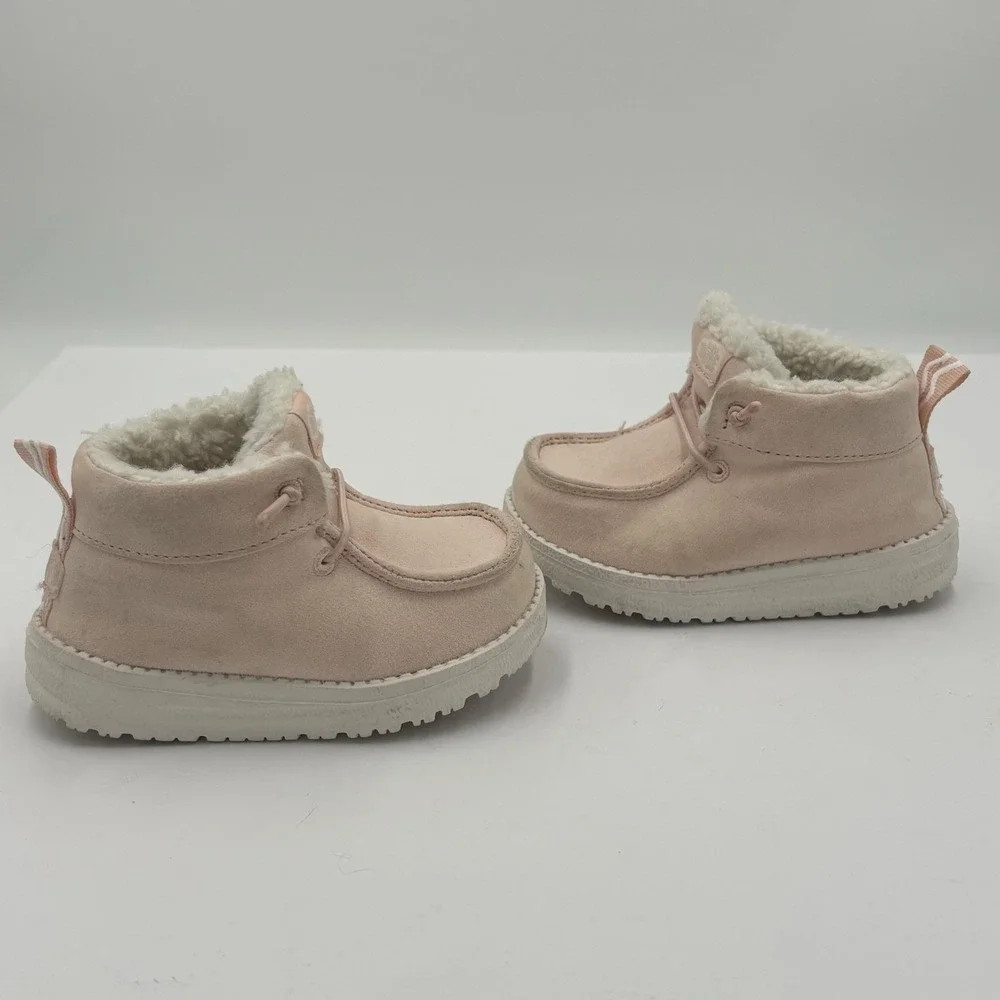 Hey Dude Lil Dude Cozy Pink Girls Slip-On Shoes Size US C4 Toddlers Sherpa Lined
